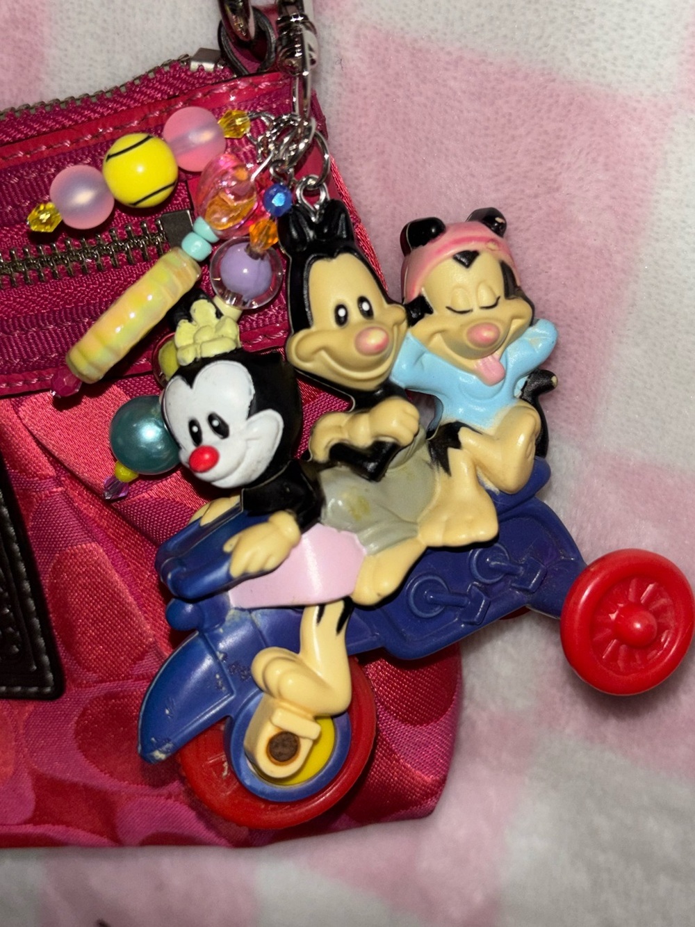 Animaniacs Yakko Wakko Dot Motorcycle Keychain Charm Vintage Cartoon